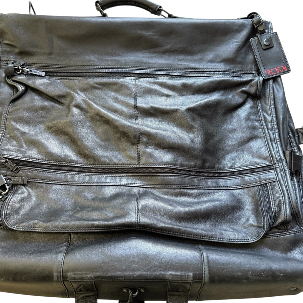 Tumi Black Leather Travel Garment Bag - Picture 2 of 13